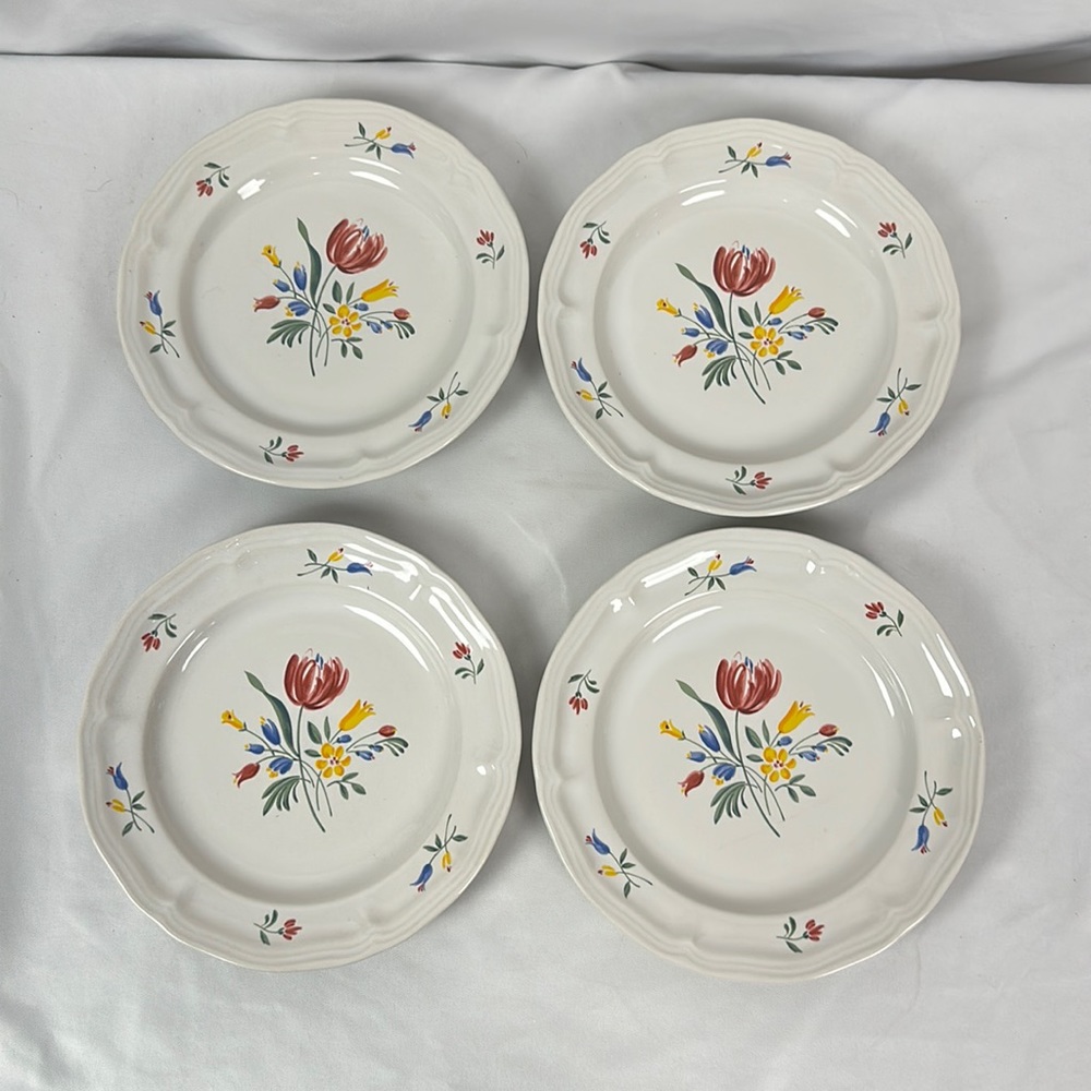 French Country Kitchen Anne Marie Salad Plates Stoneware Set of 4
